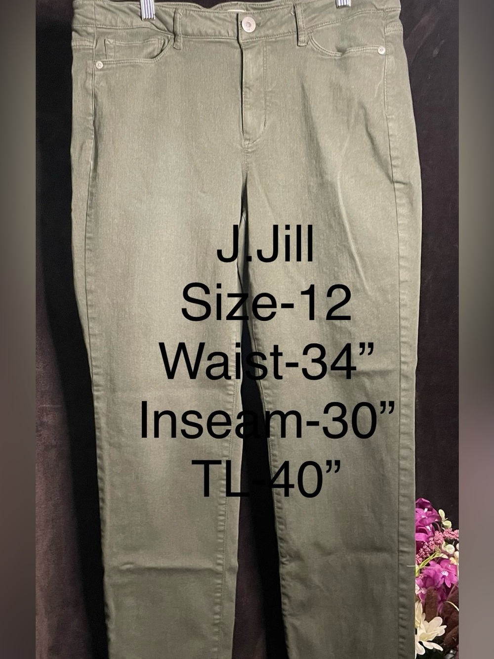 J. Jill Olive Green Boyfriend Jeans